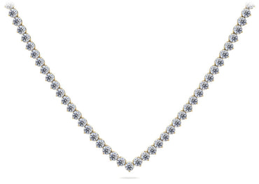 Timeless Three Prong Riviera V Neck Diamond Necklace with 13.55 ct.(finished) 3mm - Luxury Time NYC