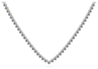 Timeless Three Prong Riviera V Neck Lab - Grown Diamond Necklace with 19.57 ct.(finished) 3.7mm - Luxury Time NYC