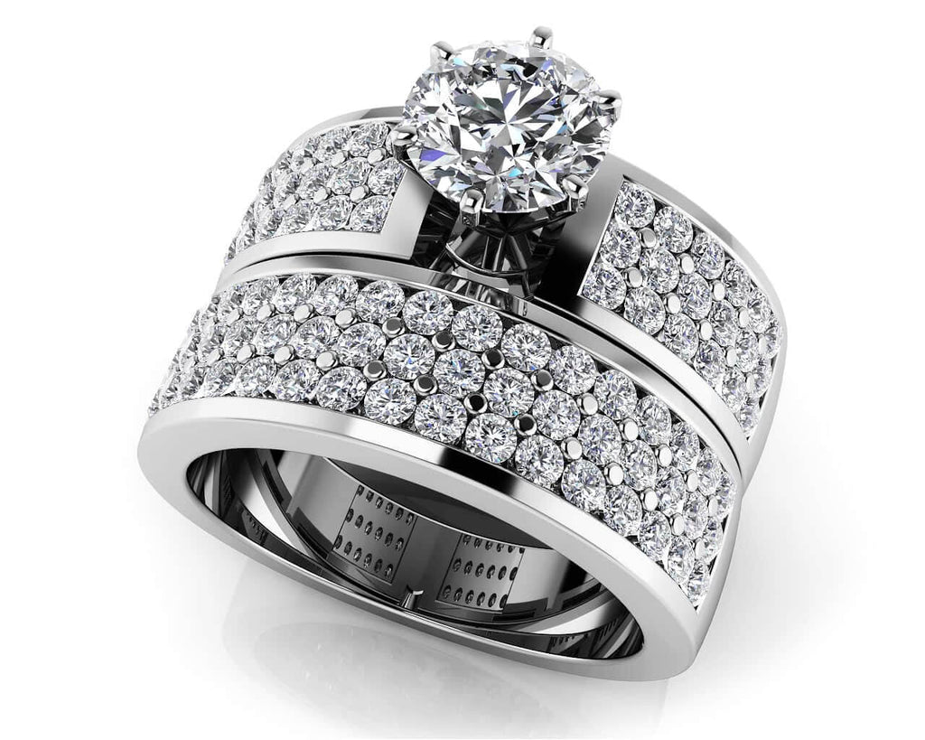 Triple Channel Bridal Set Diamond with 1.76 ct. (0.50 ct. center diamond) - Luxury Time NYC