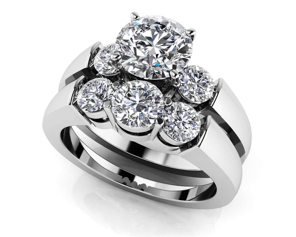 Triple Diamond Bridal Set Set Diamond with 1.38 ct. (0.50 ct. center diamond) - Luxury Time NYC