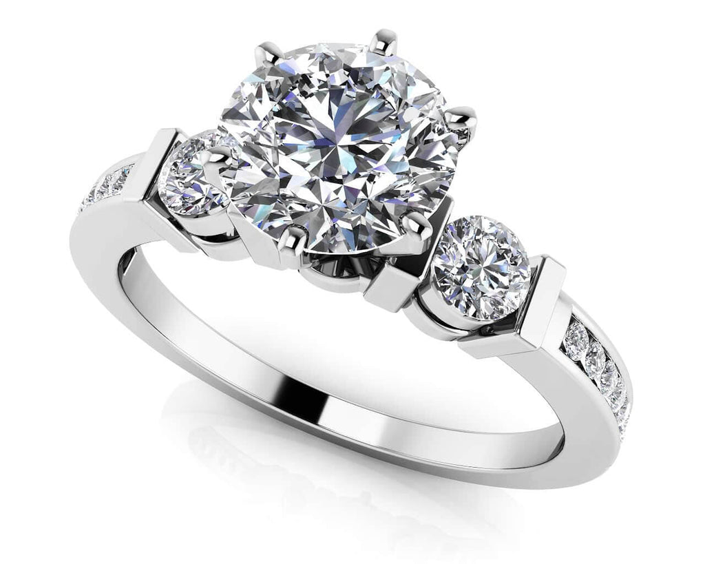 Triple Diamond Channel Diamond Engagement Ring with 1.35 ct. (1.00 ct. center diamond) - Luxury Time NYC