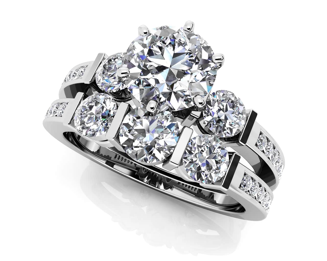 Thread Set Diamond Triple Diamond Channel Lab-Grown Diamond Bridal Set with 1.39 ct. (0.5 ...