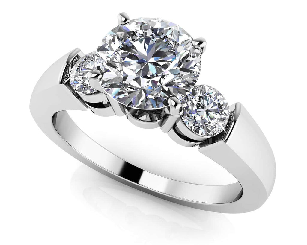 Triple Diamond Engagement Ring with 0.80 ct. (0.50 ct. center diamond) - Luxury Time NYC