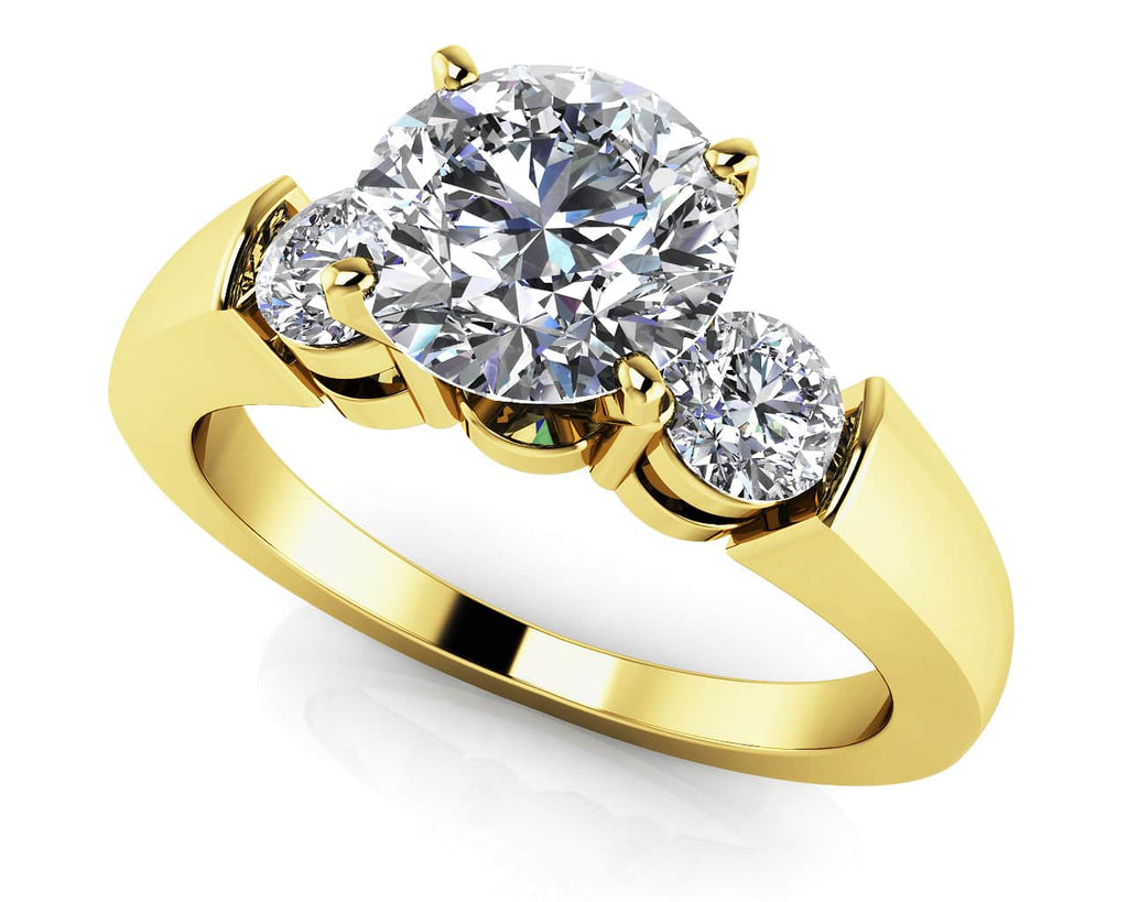 Triple Diamond Engagement Ring with 0.80 ct. (0.50 ct. center diamond) - Luxury Time NYC