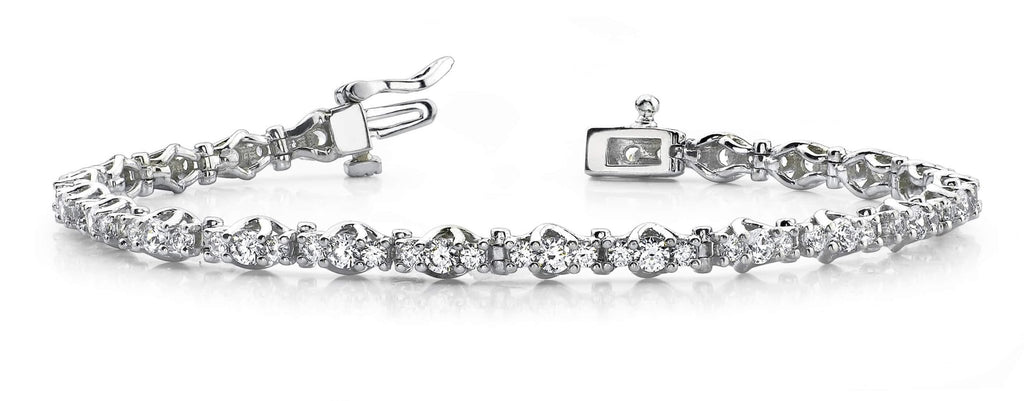 Triple Diamond Link Diamond Bracelet with 3.11 ct.(finished) 2mm, 2.7mm - Luxury Time NYC