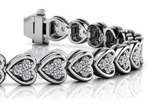 Load image into Gallery viewer, Triple Diamond Love Heart Diamond Bracelet with 2.77 ct.(finished) 2mm - Luxury Time NYC