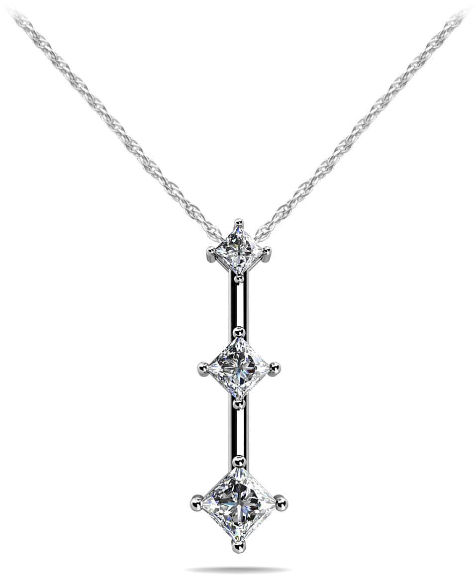 Triple Offset Diamond Pendant with 0.28 ct.(finished) 1.8mm, 2.4mm, 2.8mm - Luxury Time NYC
