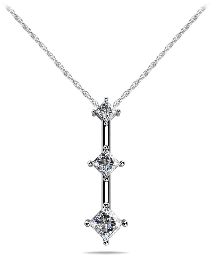 Triple Offset Diamond Pendant with 0.28 ct.(finished) 1.8mm, 2.4mm, 2.8mm - Luxury Time NYC