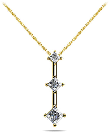 Triple Offset Diamond Pendant with 0.28 ct.(finished) 1.8mm, 2.4mm, 2.8mm - Luxury Time NYC