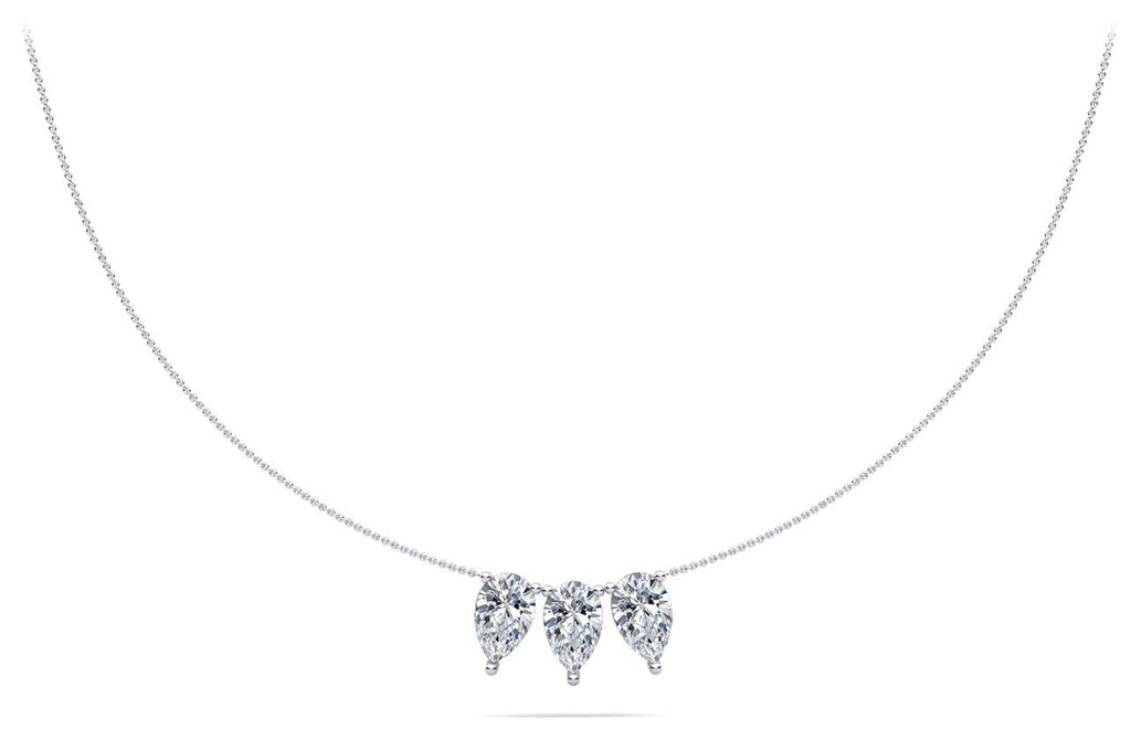 Triple Pear Shape Diamond Necklace Lab - Grown Diamond with 0.90 ct.(finished) 6x4mm - Luxury Time NYC