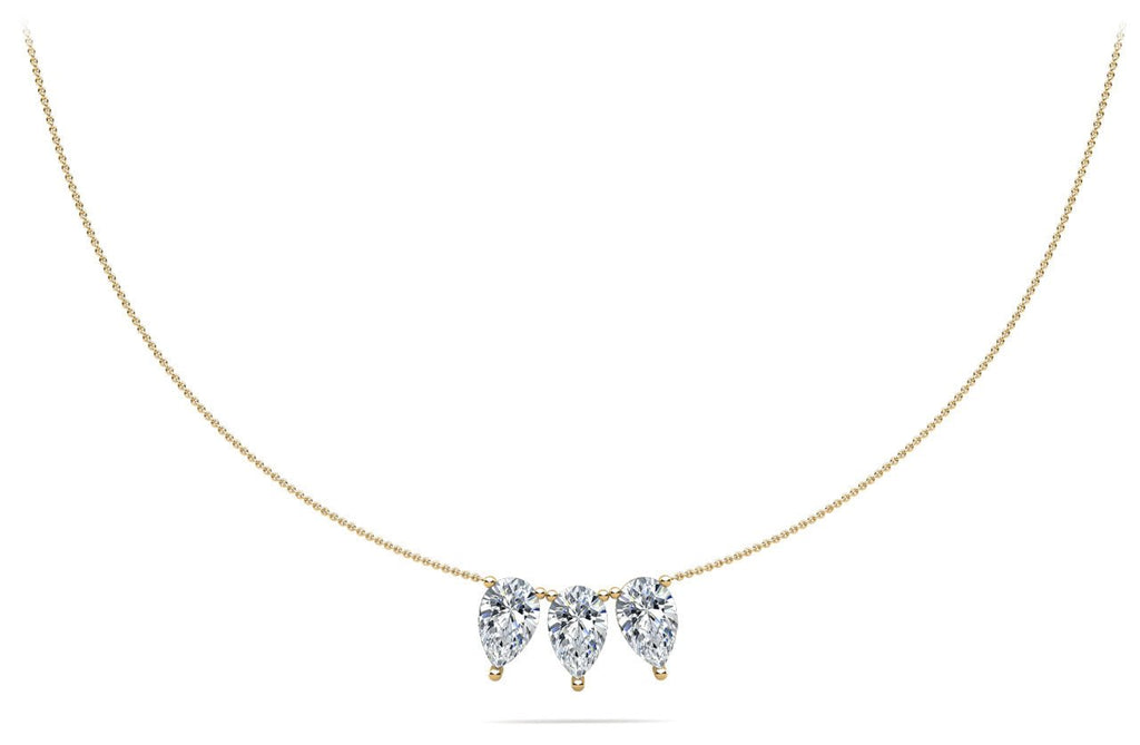 Triple Pear Shape Diamond Necklace Lab - Grown Diamond with 0.90 ct.(finished) 6x4mm - Luxury Time NYC