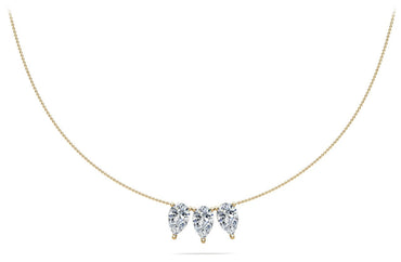 Triple Pear Shape Diamond Necklace Lab - Grown Diamond with 3.00 ct.(finished) 8.5x5.5mm - Luxury Time NYC