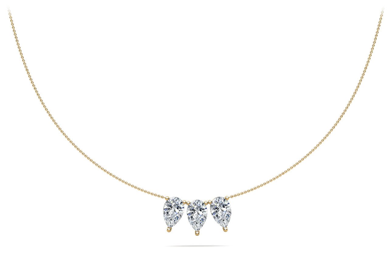 Triple Pear Shape Diamond Necklace Lab - Grown Diamond with 4.50 ct.(finished) 10x6.5mm - Luxury Time NYC
