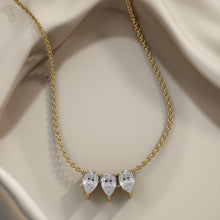 Load image into Gallery viewer, Triple Pear Shape Diamond Necklace with 0.90 ct.(finished) 6x4mm - Luxury Time NYC