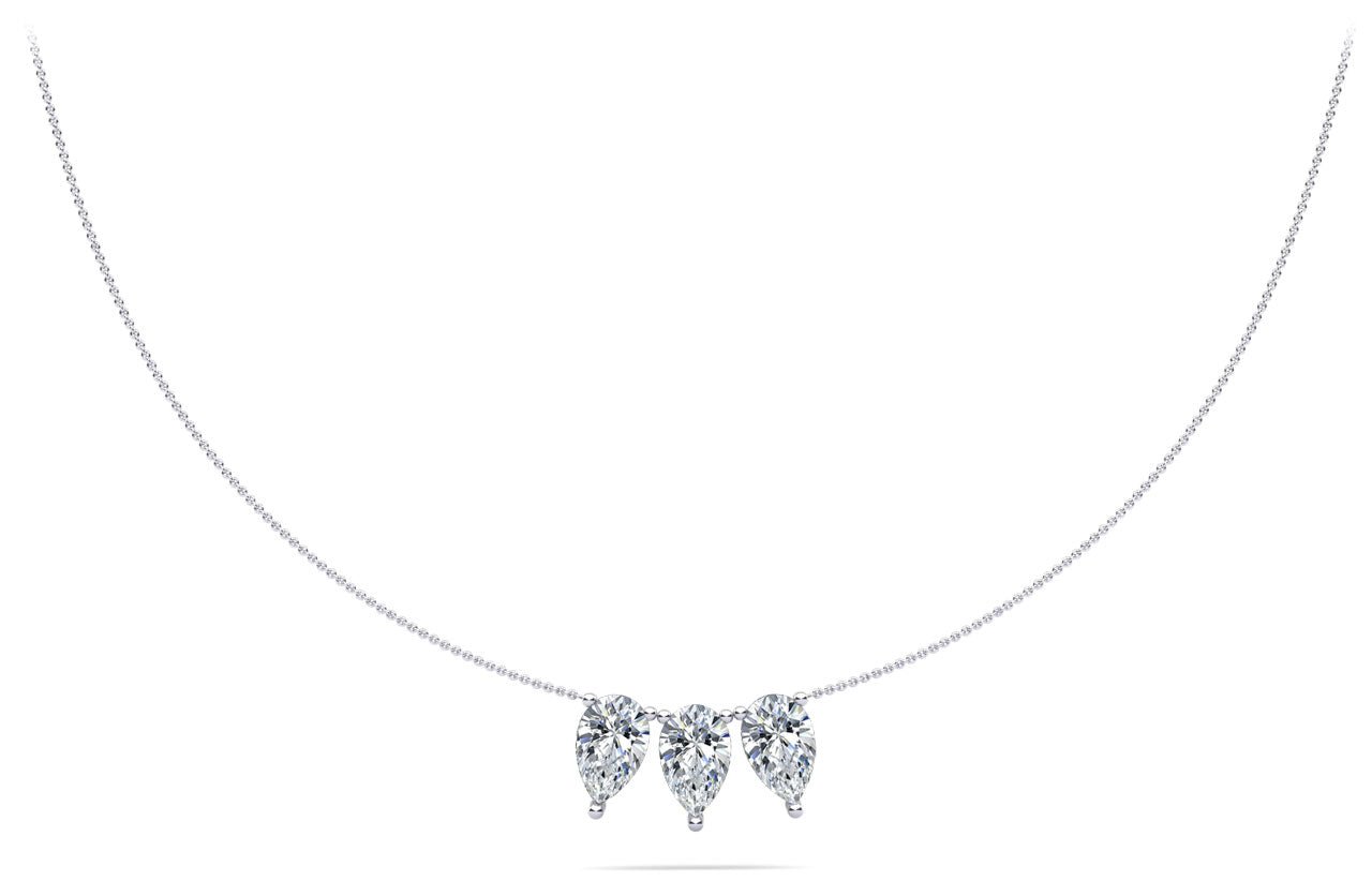 Triple Pear Shape Diamond Necklace with 0.90 ct.(finished) 6x4mm - Luxury Time NYC