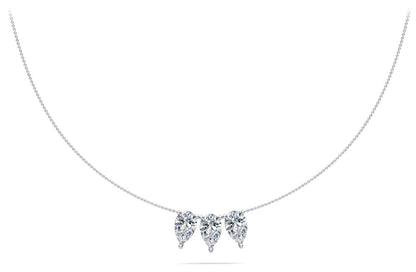 Triple Pear Shape Diamond Necklace with 0.90 ct.(finished) 6x4mm - Luxury Time NYC