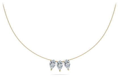 Triple Pear Shape Diamond Necklace with 1.50 ct.(finished) 7x4.5mm - Luxury Time NYC
