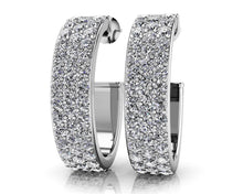 Load image into Gallery viewer, Triple Row Diamond Oval Diamond Hoop Earrings with 1.98 ct.(finished) 1.5mm - Luxury Time NYC