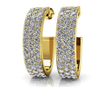 Load image into Gallery viewer, Triple Row Diamond Oval Diamond Hoop Earrings with 1.98 ct.(finished) 1.5mm - Luxury Time NYC