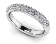 Load image into Gallery viewer, Triple Row Diamond Pave Wedding Diamond Ring with 1.04 ct.(finished) 1.6mm - Luxury Time NYC