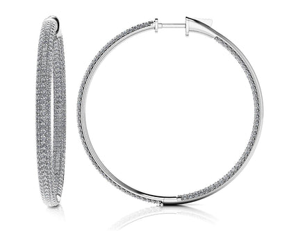 Triple Row Inside Out Diamond Earrings Extra Large Diamond with 4.92 ct.(finished) 1.3mm - Luxury Time NYC