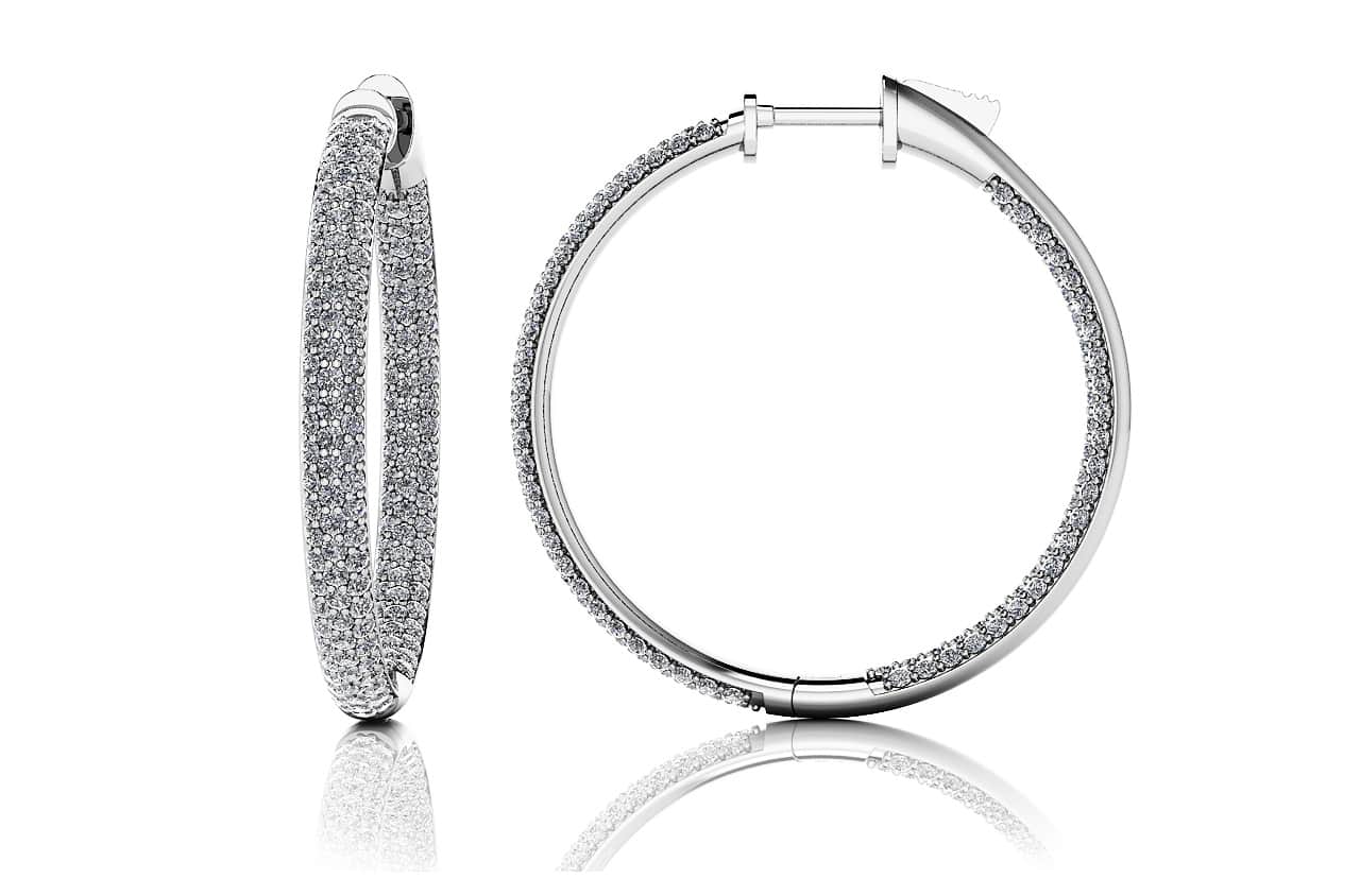 Triple Row Inside Out Diamond Earrings Medium Lab - Grown Diamond with 2.52 ct.(finished) 1.1mm - Luxury Time NYC