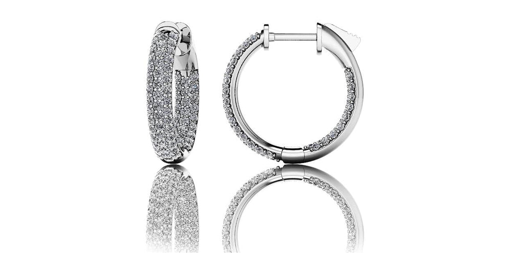 Triple Row Inside Out Diamond Earrings Petite Diamond with 1.44 ct.(finished) 1.3mm - Luxury Time NYC