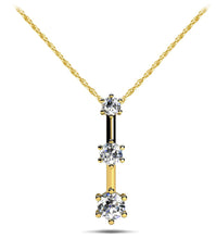 Load image into Gallery viewer, Triple Star 3 Stone Diamond Drop Lab - Grown Diamond Pendant with 0.27 ct.(finished) 2.2mm, 2.8mm, 3.4mm - Luxury Time NYC