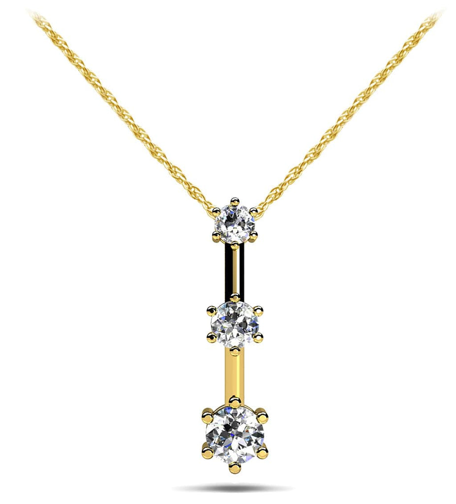 Triple Star 3 Stone Diamond Drop Lab - Grown Diamond Pendant with 0.51 ct.(finished) 2.7mm, 3.4mm, 4.2mm - Luxury Time NYC