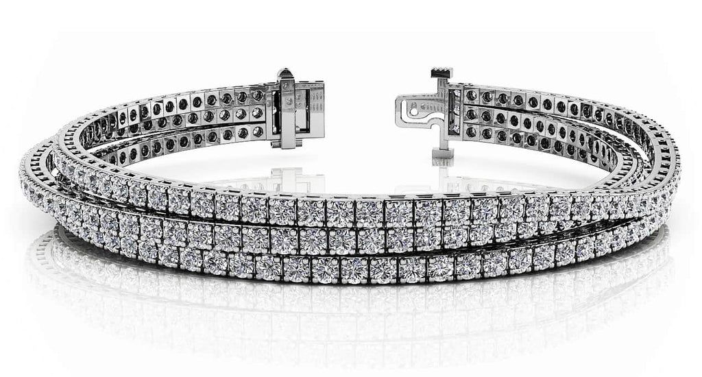 Triple Strand Flexible Diamond Tennis Bracelet Lab - Grown Diamond with 5.55 ct.(finished) 1.75mm - Luxury Time NYC