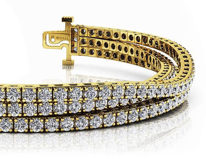 Triple Strand Flexible Diamond Tennis Bracelet Lab - Grown Diamond with 9.90 ct.(finished) 2.5mm - Luxury Time NYC