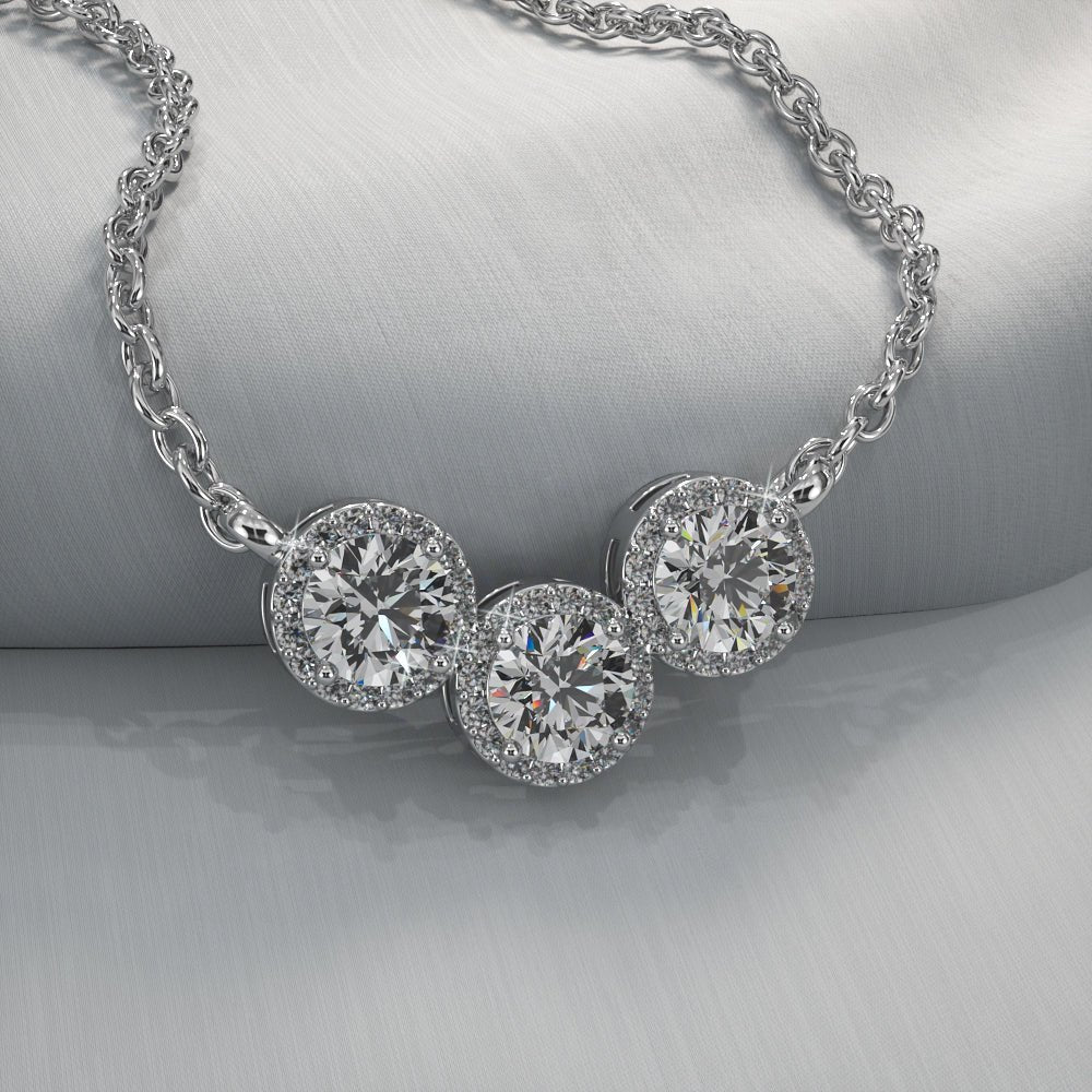 Triple V Shape Brilliance Diamond Necklace Lab - Grown Diamond with 1.00 ct.(finished) 1.1mm, 4mm - Luxury Time NYC