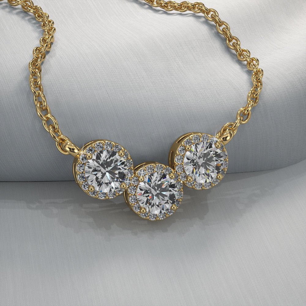 Triple V Shape Brilliance Diamond Necklace Lab - Grown Diamond with 1.00 ct.(finished) 1.1mm, 4mm - Luxury Time NYC