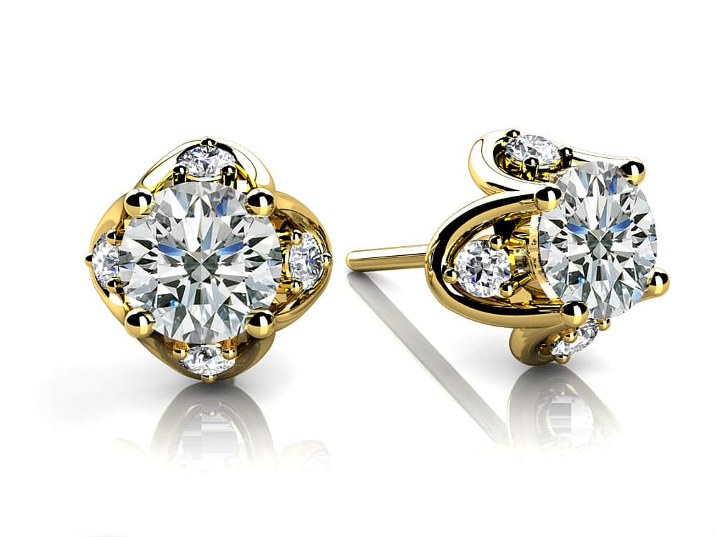 Tulip Diamond Diamond Studs with 0.56 ct. (2X0.22 ct. center diamonds) - Luxury Time NYC