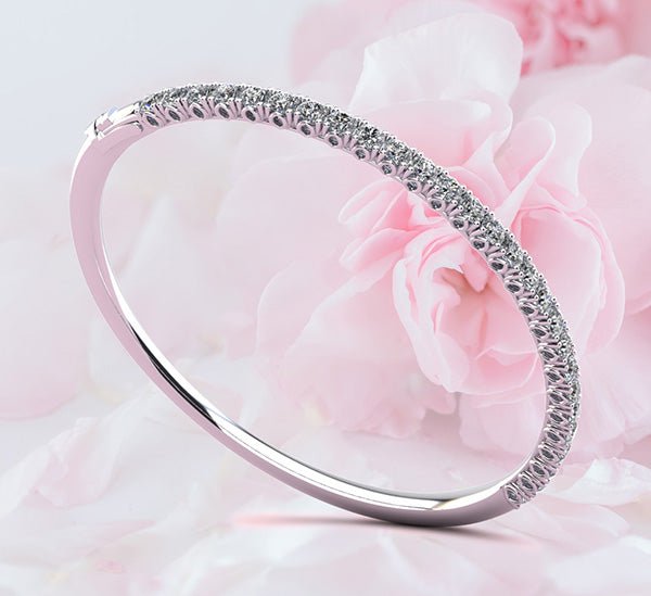 Tulip Edge Diamond Bangle Bracelet with 2.84 ct.(finished) 3mm - Luxury Time NYC