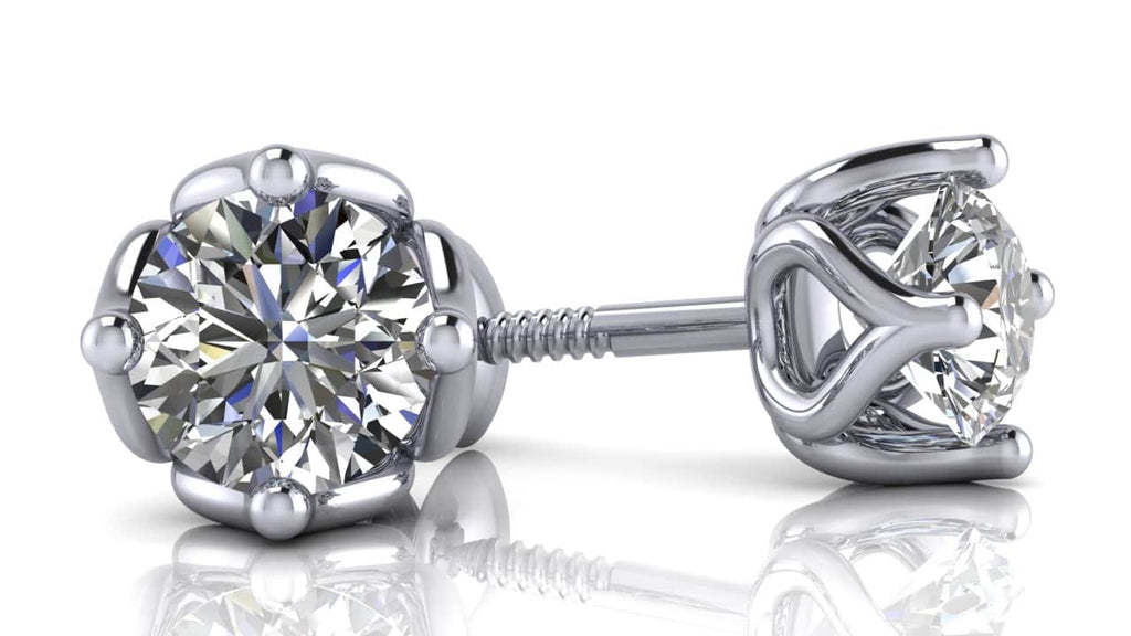 Tulip Lab - Grown Diamond Stud Earrings with 2.00 ct.(finished) 6.5mm - Luxury Time NYC