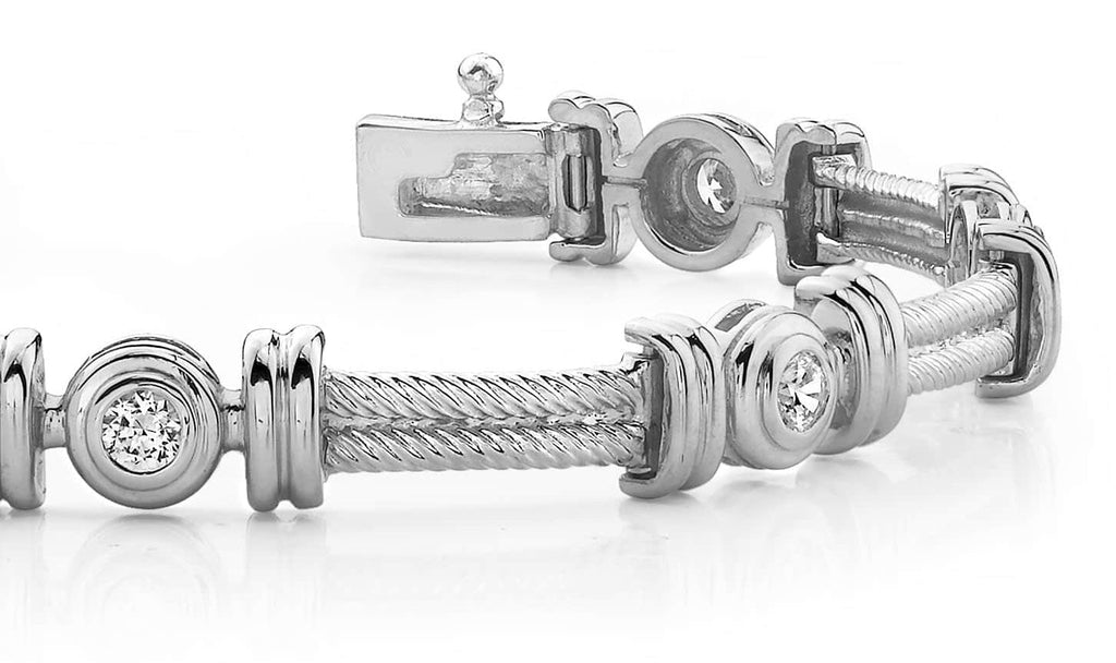 Twisted Rope Link Diamond Bracelet with 0.70 ct.(finished) 3.0mm - Luxury Time NYC