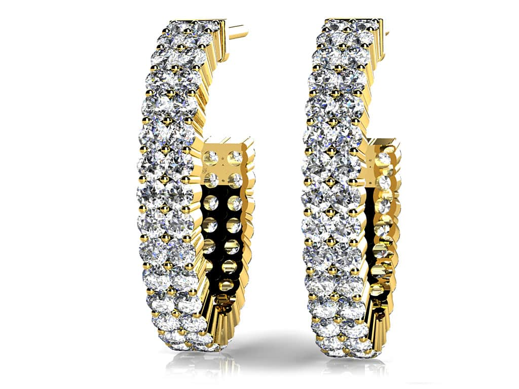 Two Row Diamond Open Hoop Earrings In Diamond with 1.30 ct.(finished) 1.4mm - Luxury Time NYC