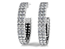 Load image into Gallery viewer, Two Row Diamond Open Hoop Earrings In Diamond with 1.30 ct.(finished) 1.4mm - Luxury Time NYC