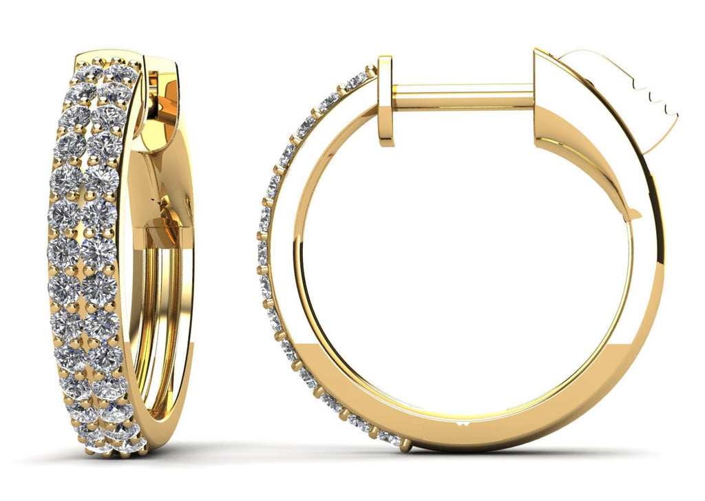 Two Rows Huggie Diamond Hoop Earrings with 0.45 ct.(finished) 1.2mm - Luxury Time NYC