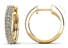 Load image into Gallery viewer, Two Rows Huggie Diamond Hoop Earrings with 0.45 ct.(finished) 1.2mm - Luxury Time NYC