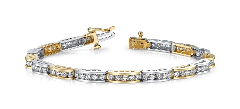 Two Tone Channel Link Diamond Bracelet with 2.96 ct.(finished) 2.2mm - Luxury Time NYC