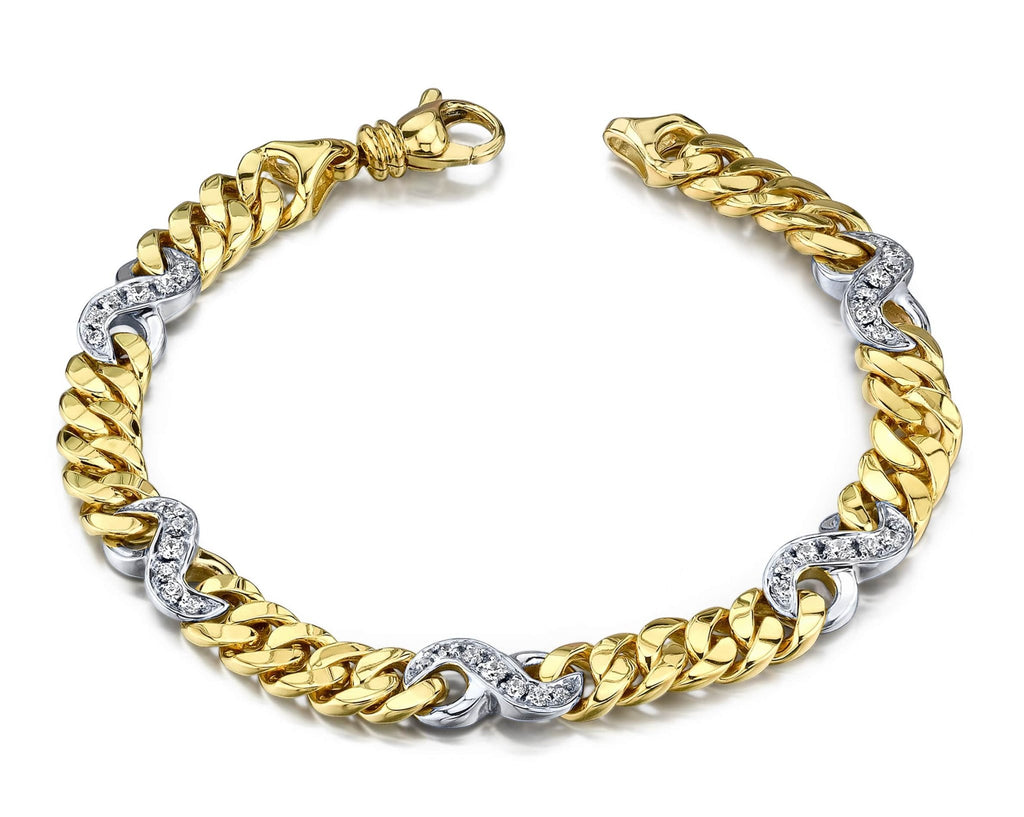 Two Tone Diamond Figure Eight Diamond Bracelet with 0.85 ct.(finished) 1.5mm, 1.8mm, 2.2mm - Luxury Time NYC