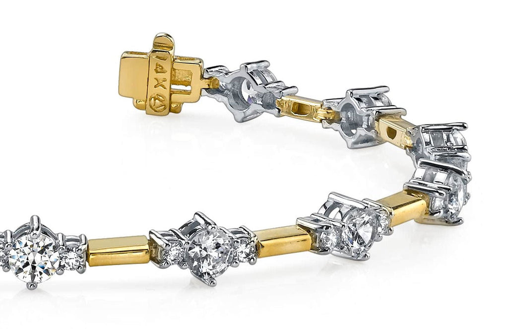 Two Tone Triple Diamond Bracelet with 2.99 ct.(finished) 2mm, 3.5mm - Luxury Time NYC