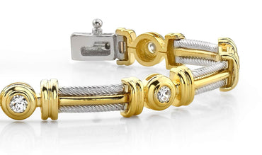 Two Tone Twisted Rope Diamond Bracelet with 0.70 ct.(finished) 3.0mm - Luxury Time NYC