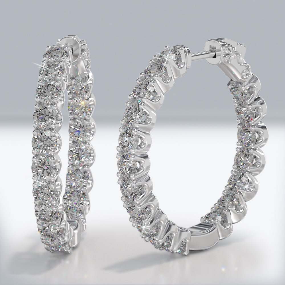 U Shape Brilliance Diamond Hoops Diamond with 1.00 ct.(finished) 1.8mm - Luxury Time NYC