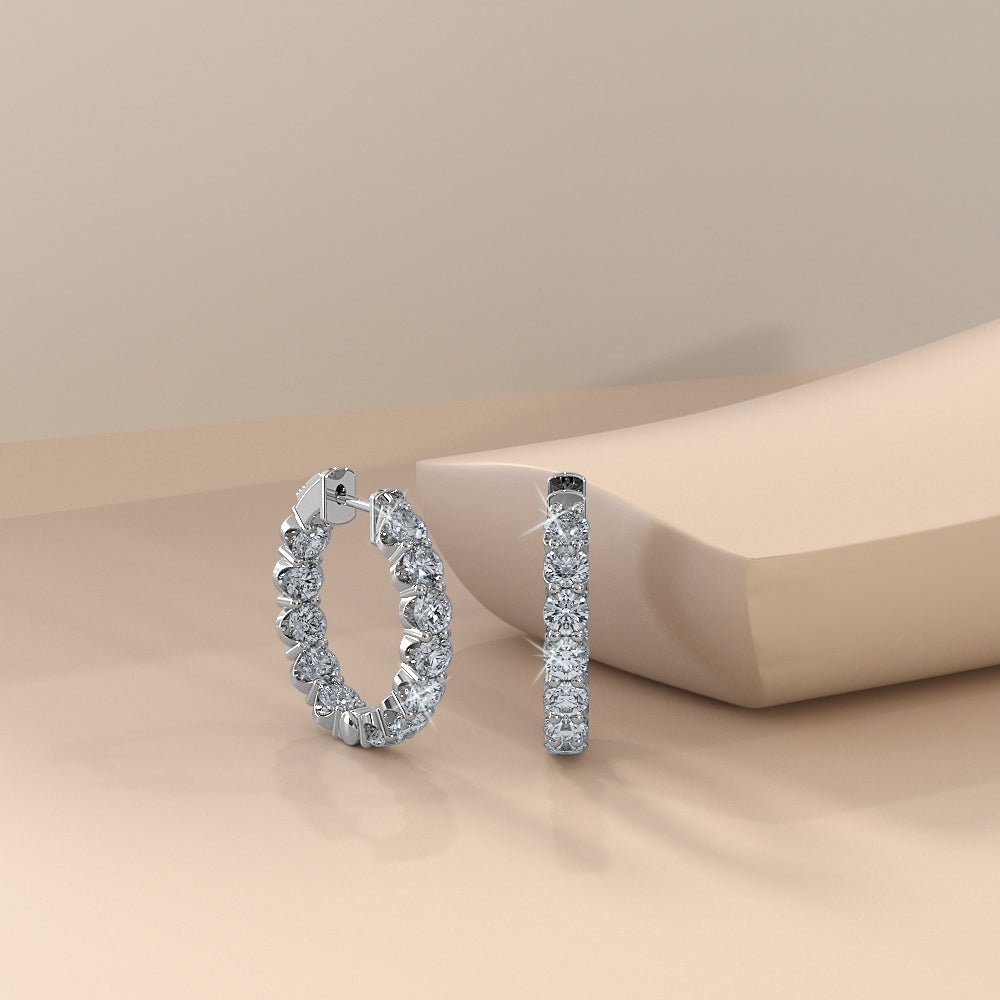 U Shape Cup Diamond Hoop Earrings with 2.24 ct.(finished) 2.6mm - Luxury Time NYC