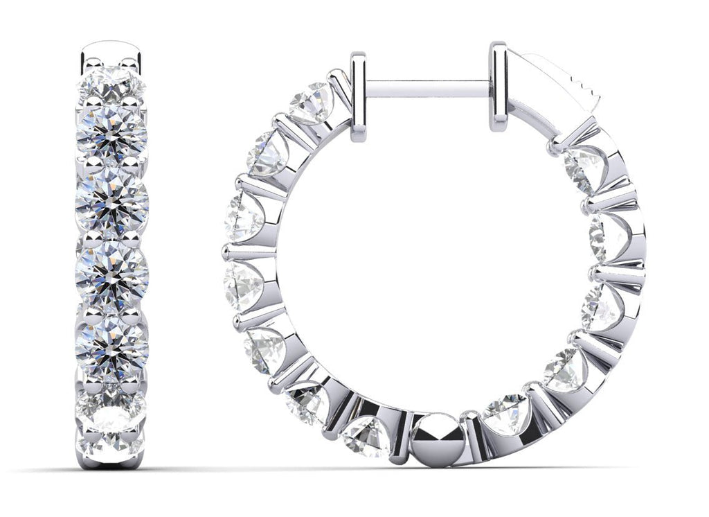 U Shape Cup Diamond Hoop Earrings with 2.24 ct.(finished) 2.6mm - Luxury Time NYC