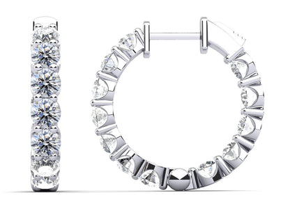 U Shape Cup Lab - Grown Diamond Hoop Earrings with 3.60 ct.(finished) 3.2mm - Luxury Time NYC