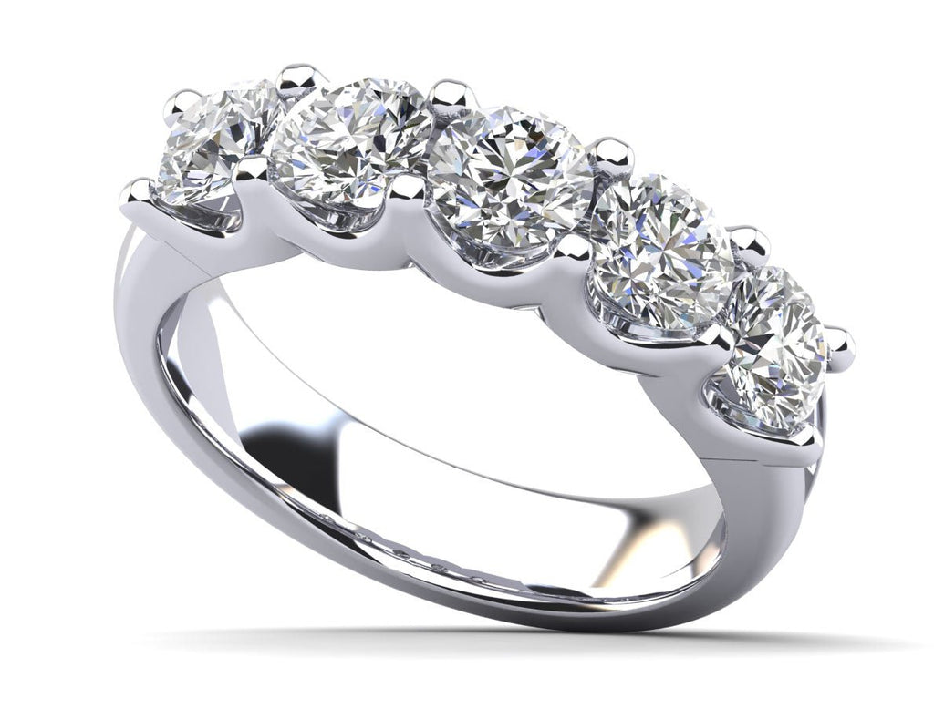 U Shape Five Stone Diamond Anniversary Diamond Ring with 1.00 ct.(finished) 3.75mm - Luxury Time NYC